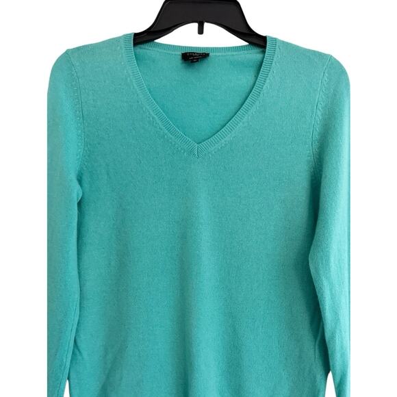 Talbots Green Pure Cashmere V Neck Long Sleeve Sweater Sp Spring easter - Picture 3 of 6
